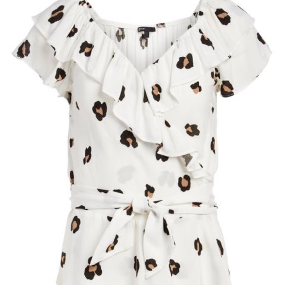Gibson Tops - Gibson x Hot Summer Nights Ruffle Leopard Top